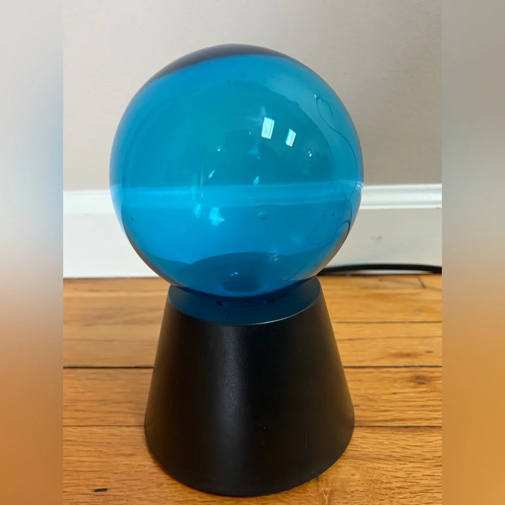 LumiSource Vintage Y2K Blue Glass Sphere Orb Plasma Lamp Light Table Lighting